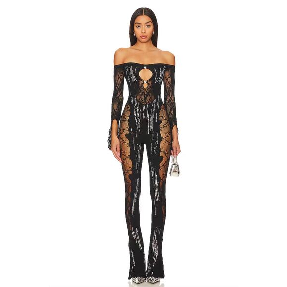 POSTER GIRL Adella Jumpsuit Shapewear Off The Shoulder Jumpsuit in Black One Siz - Picture 1 of 3